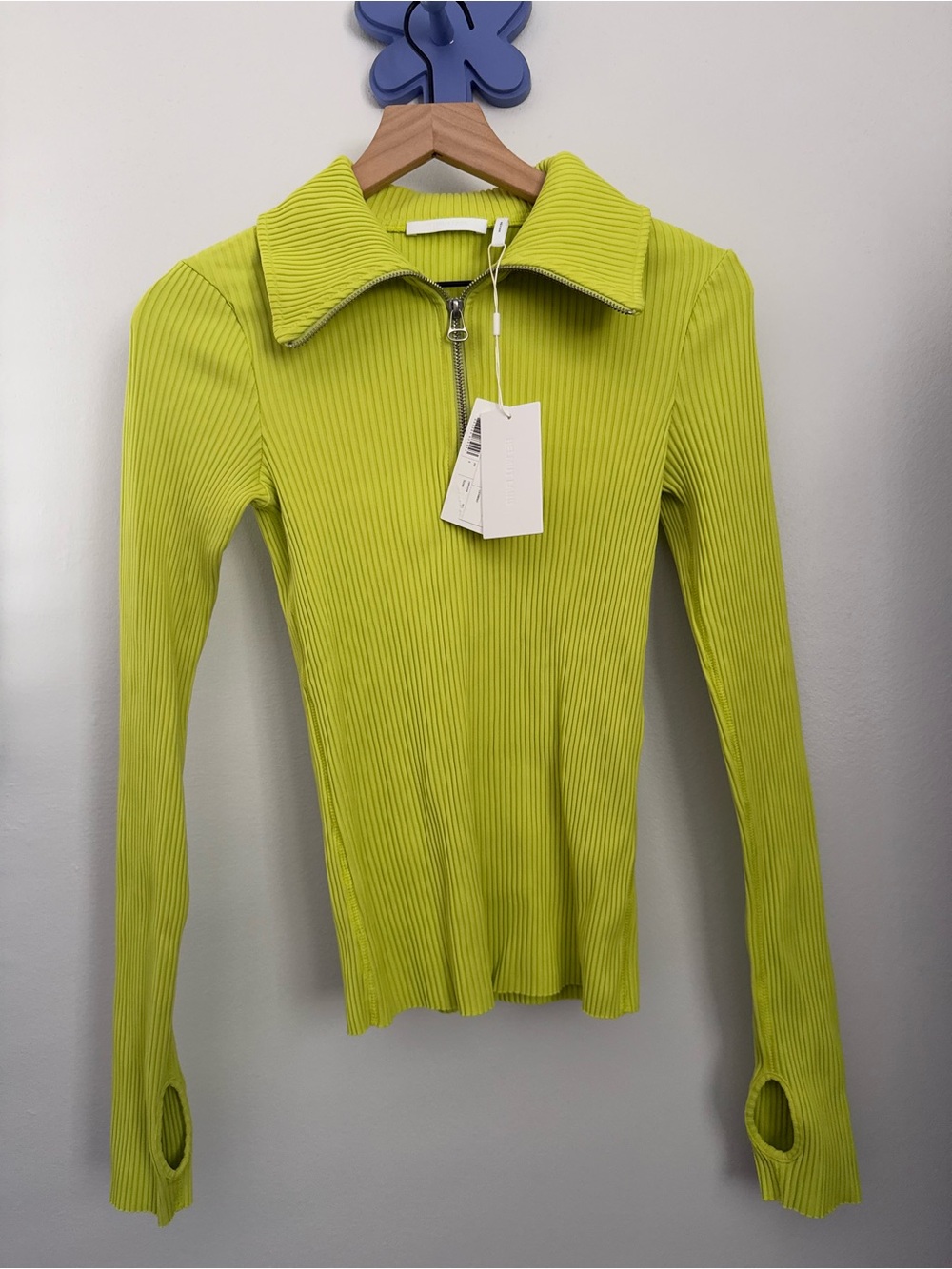 Helmut Lang Small NEW Flunnel Long Sleeve Shirt Electric Yellow Statement